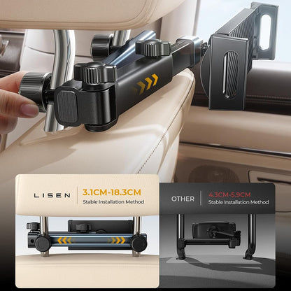 Držák na opěrku hlavy Lisen pro telefon / tablet, 4.7inch - 12.9inch, černý YL0423090004