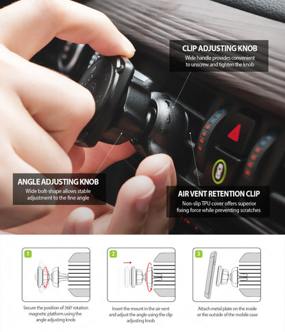 Magnetický držák do auta Ringke Power Clip, univerzální, černý