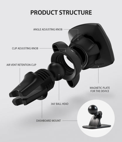 Magnetický držák do auta Ringke Power Clip, univerzální, černý