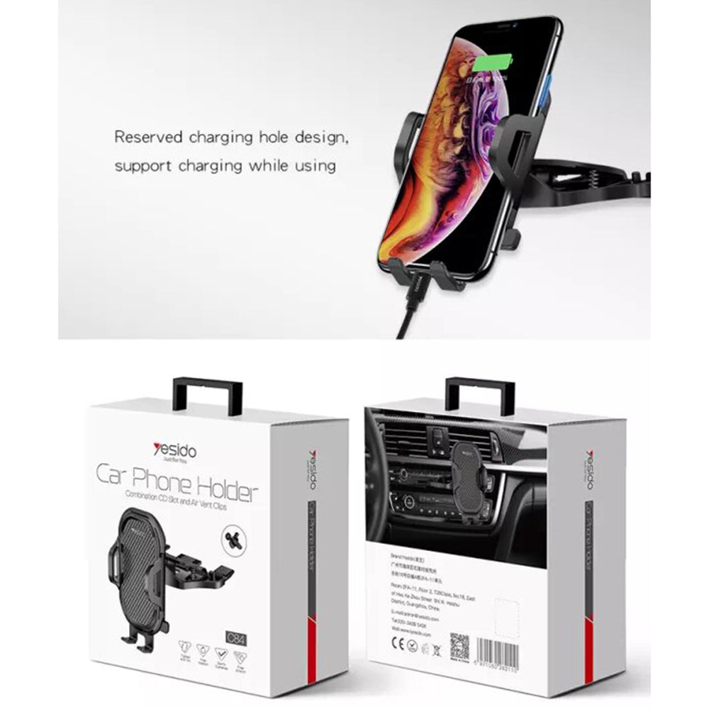 Auto držák Yesido C84, 4.7inch - 7.4inch, Černý