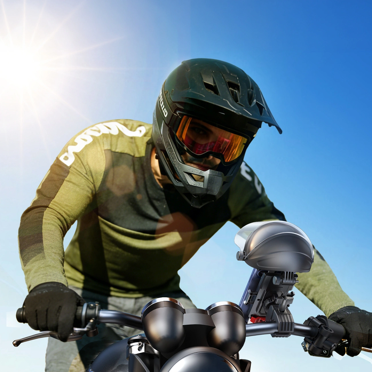 Držák na kolo a motocykl s clonou proti slunci Joyroom JR-ZS526, 4,7 palce - 7 palců, černý