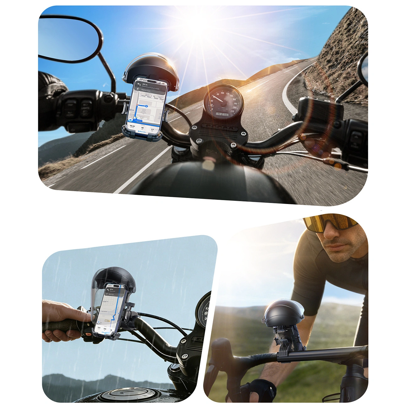 Držák na kolo a motocykl s clonou proti slunci Joyroom JR-ZS526, 4,7 palce - 7 palců, černý