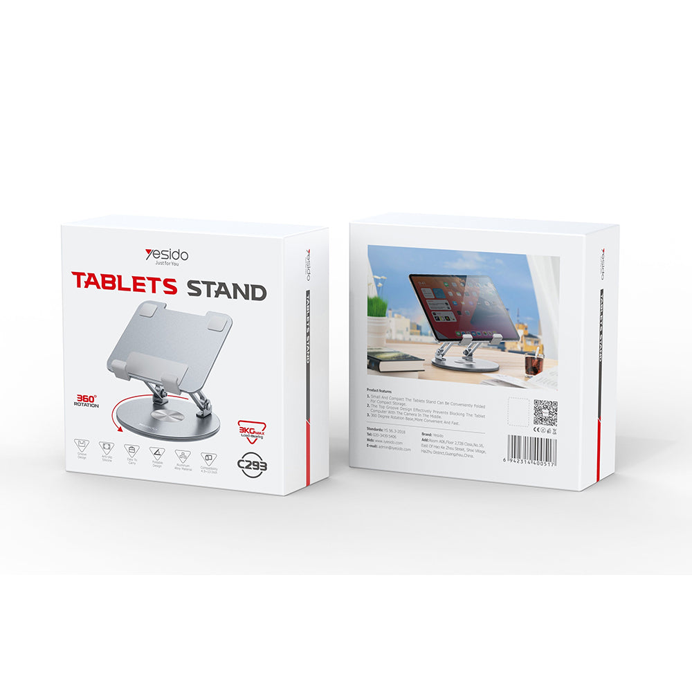 Stojan na stůl Yesido C293 pro telefon / tablet, 4,5 palce - 13 palců, stříbrný