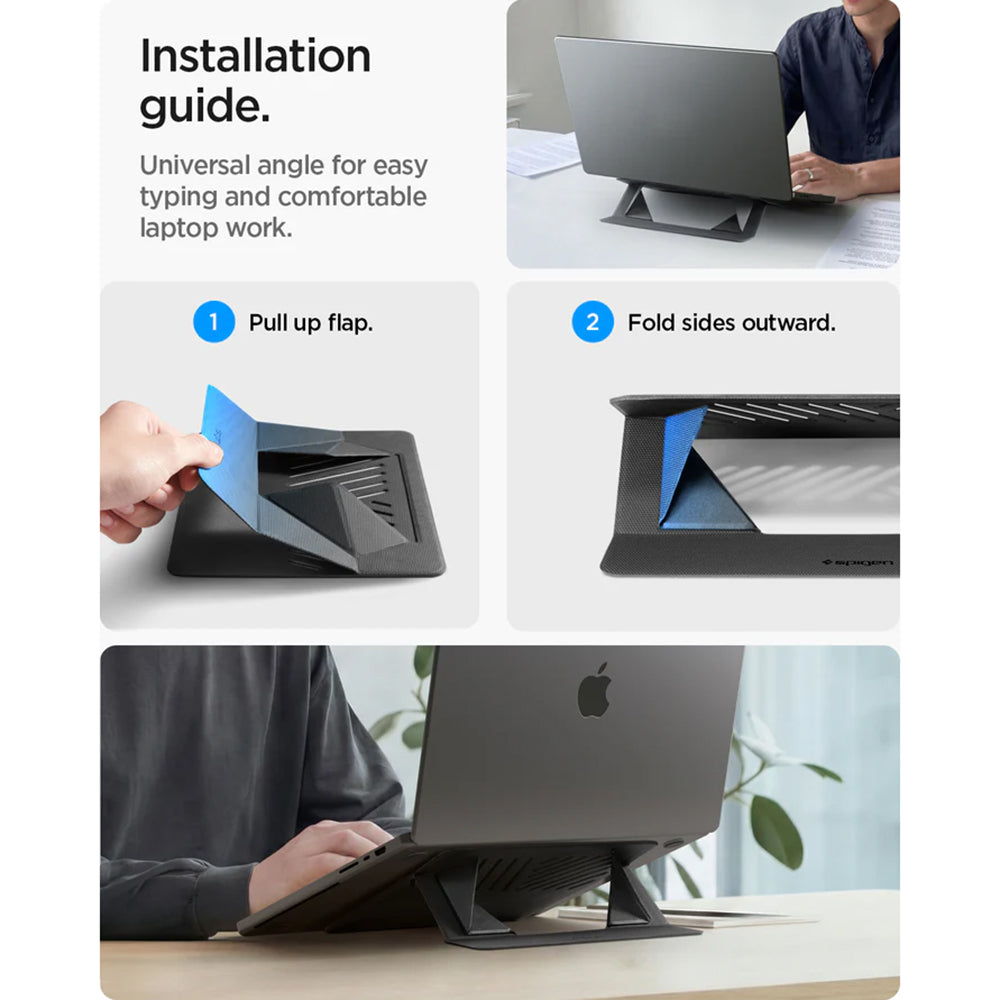 Stojan Spigen Slim Fold LD201-S6 pro notebook max. 14 palců, černý AMP11115
