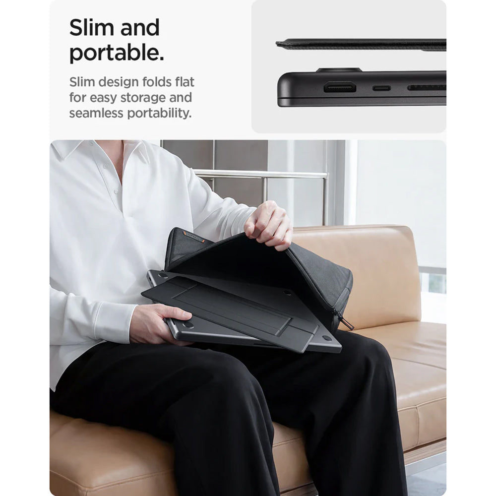 Stojan Spigen Slim Fold LD201-S7 pro notebook max. 14 palců, černý AMP11116