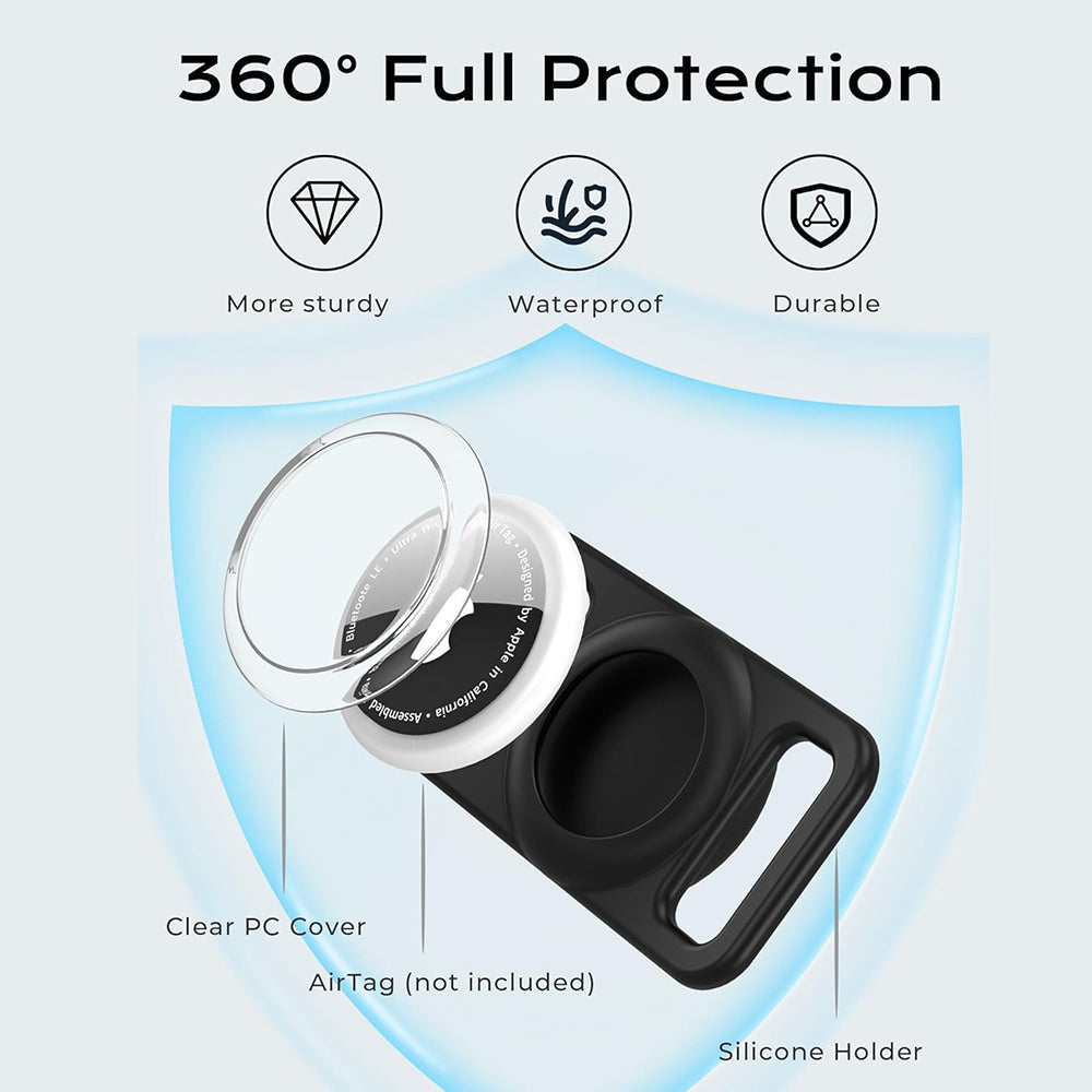Podpora Techsuit BuddyGuard DG1 pro Apple AirTag na obojek domácího zvířete, černá