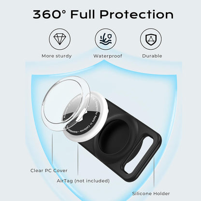 Podpora Techsuit BuddyGuard DG1 pro Apple AirTag na obojek domácího zvířete, černá
