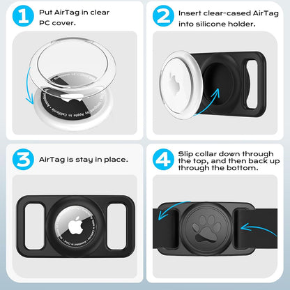 Podpora Techsuit BuddyGuard DG1 pro Apple AirTag na obojek domácího zvířete, černá