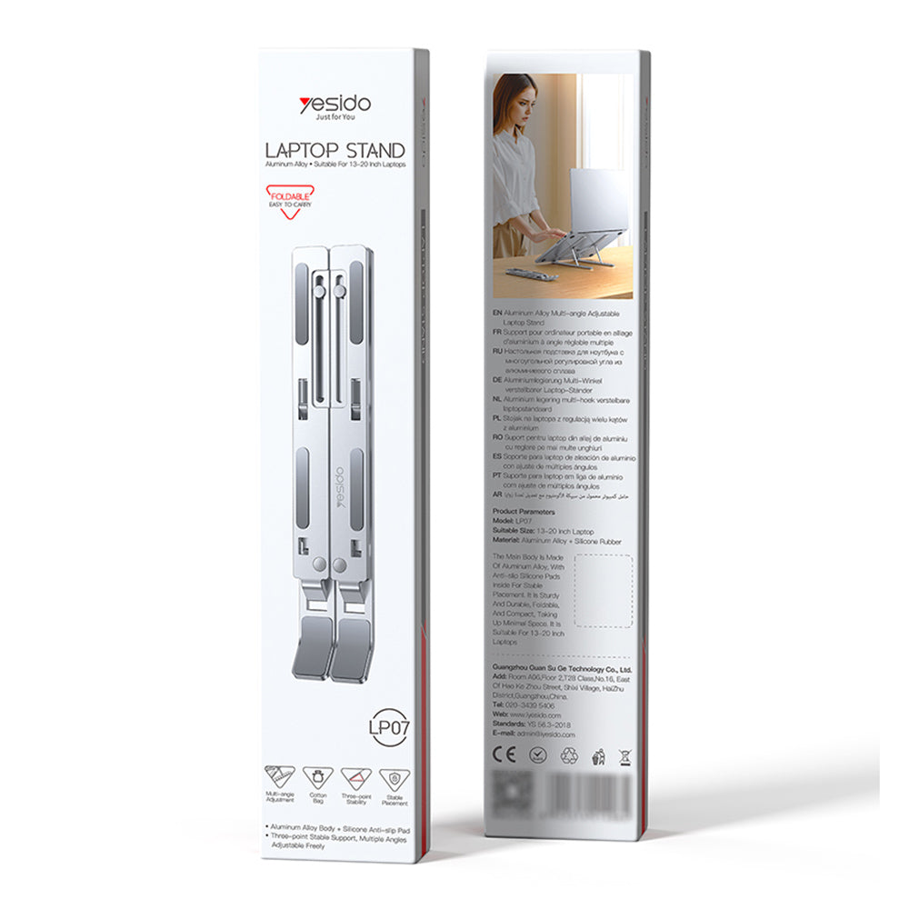 Podstavec Yesido LP07 pro laptop 13palců - 20palců, Stříbrný