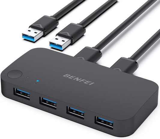 USB přepínač Benfei, 4 x USB-A 3.0, černý