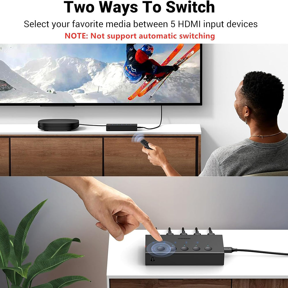 Přepínač HDMI videa UGREEN CM568 (90512), černý