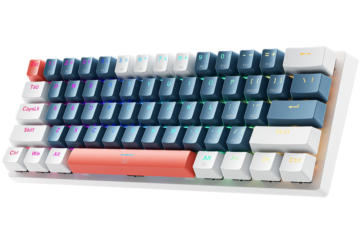 Herní klávesnice s kabelem USB Machenike K500-B61 mechanická, RGB, modrobílá