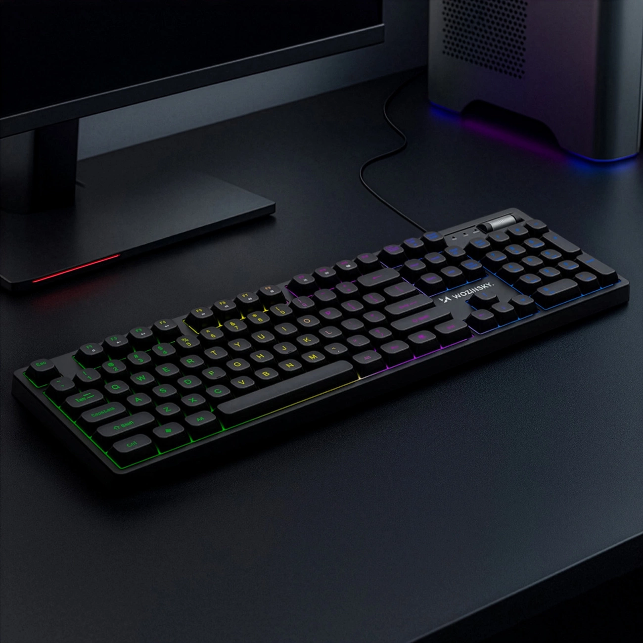 Herní klávesnice Wired USB WZK WKG-200, RGB, 1,5 m, černá