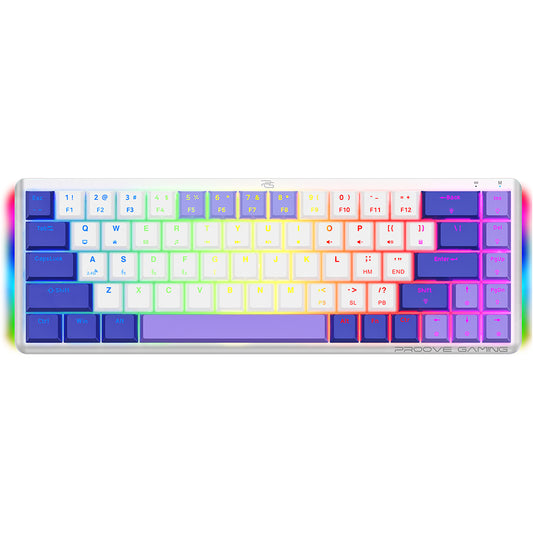 Bezdrátová herní klávesnice Proove AFK, RGB, BT / Wi-Fi / kabelové připojení, 1,5m, bílá WKAFKEN22002
