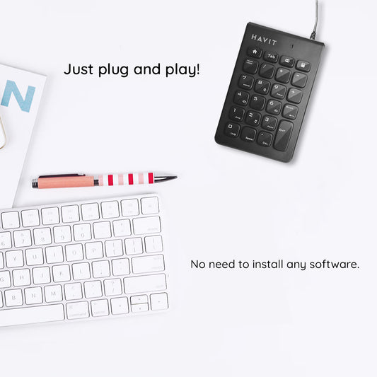 Numerická klávesnice Wired USB HAVIT KB223, 1,5m, černá