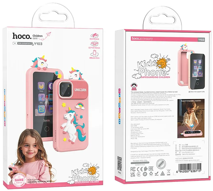Mobilní telefon HOCO Y103 Kids, Displej 2.8 palce, Růžový