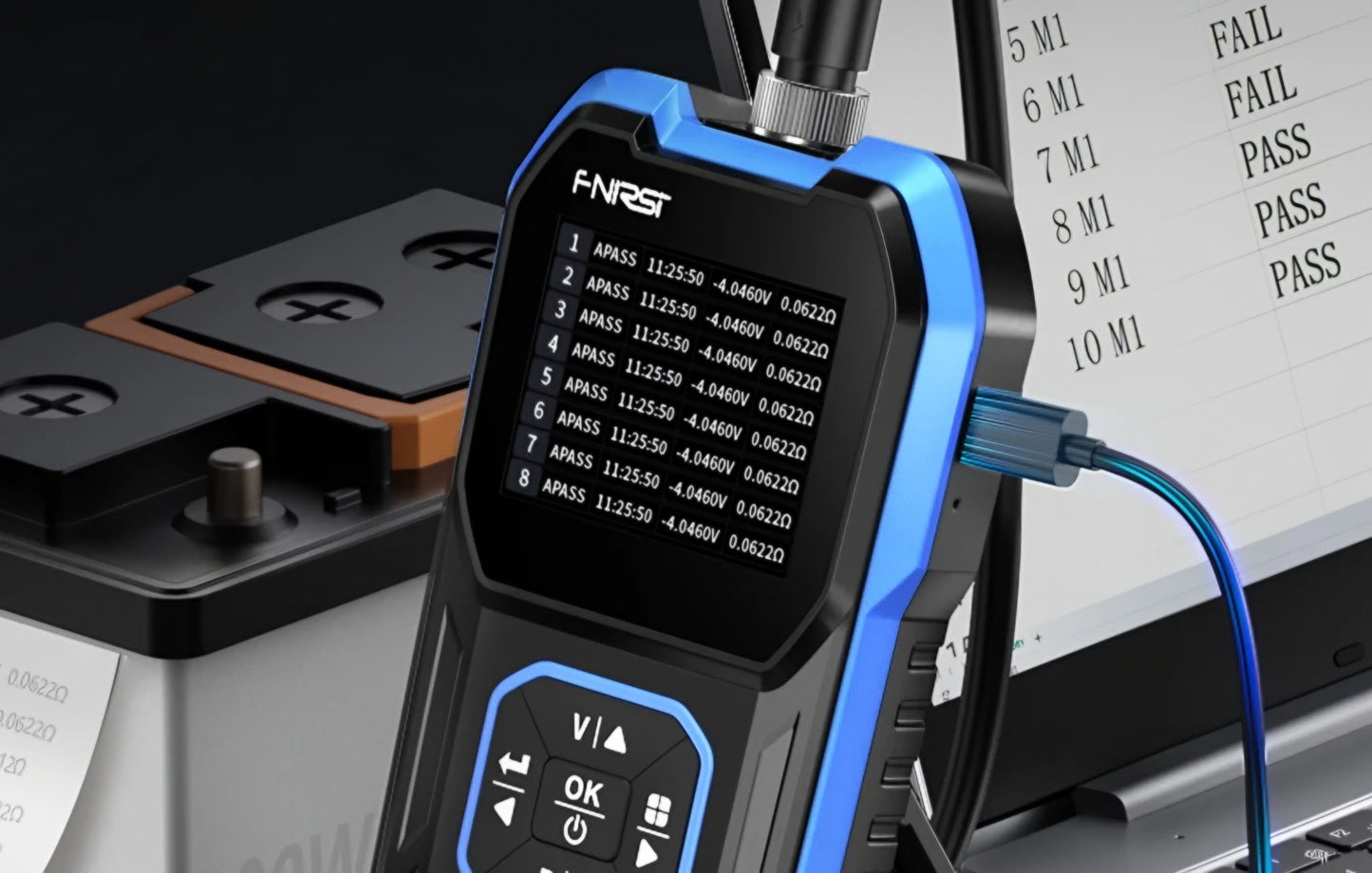 Tester Service Fnirsi HRM-10 pro měření vnitřního odporu a napětí baterie / akumulátoru