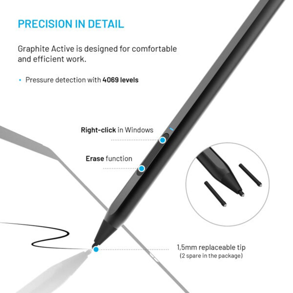 Touch Pen Fixed Graphite Active pro zařízení s podporou MPP, Černý