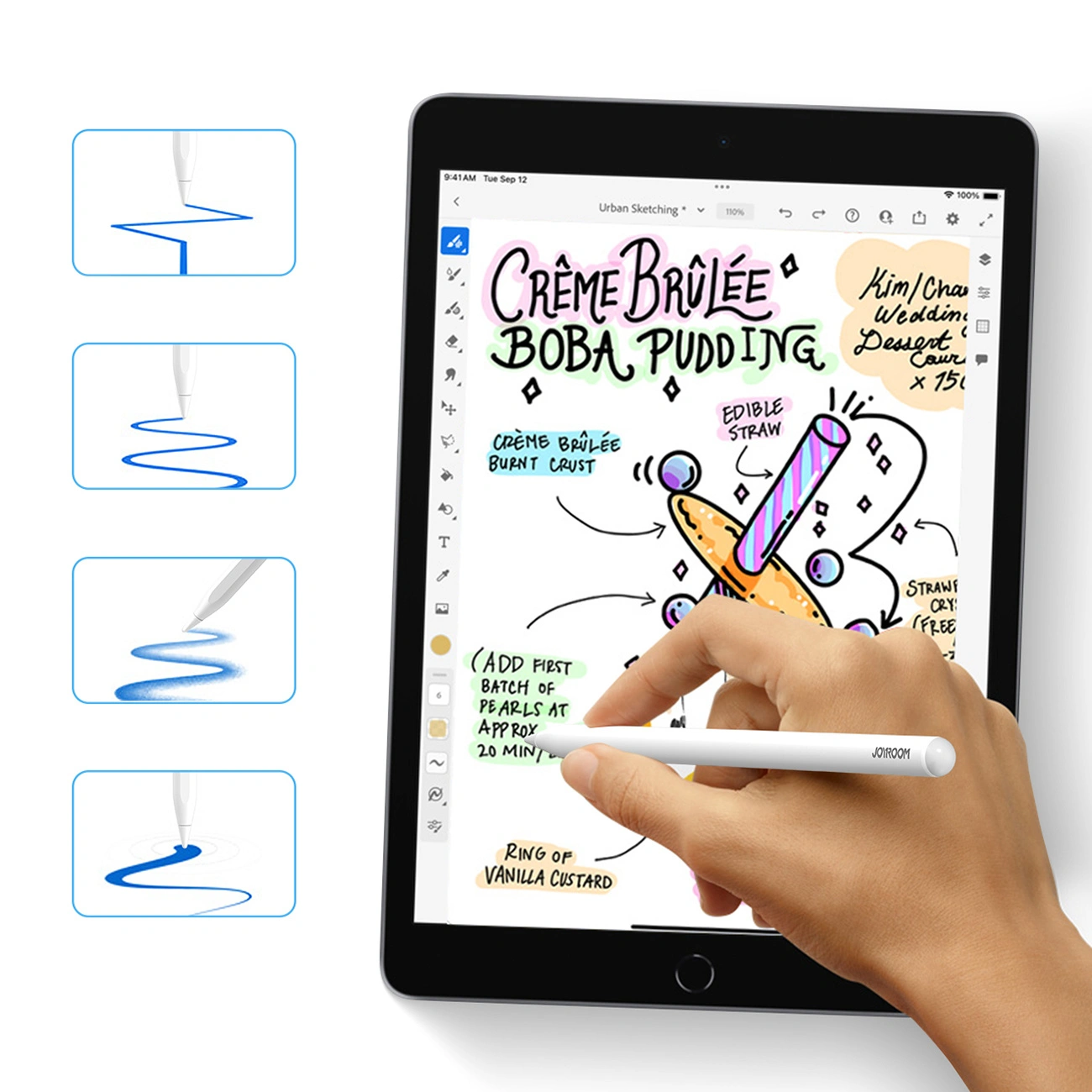 Dotykové pero Joyroom JR-X9S Pro pro Apple iPad, Aktivní verze, bílé