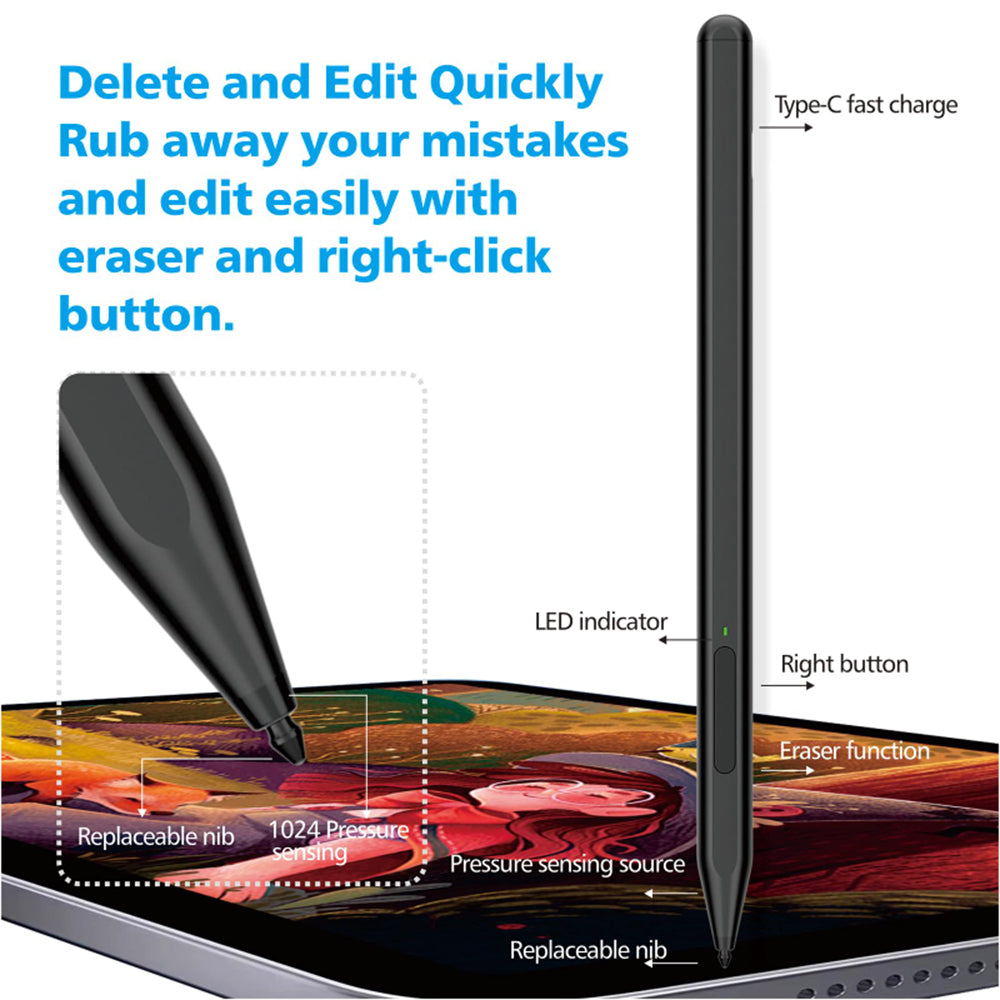 Touch Pen Techsuit F97 pro Microsoft Surface, Aktivní verze, Černá