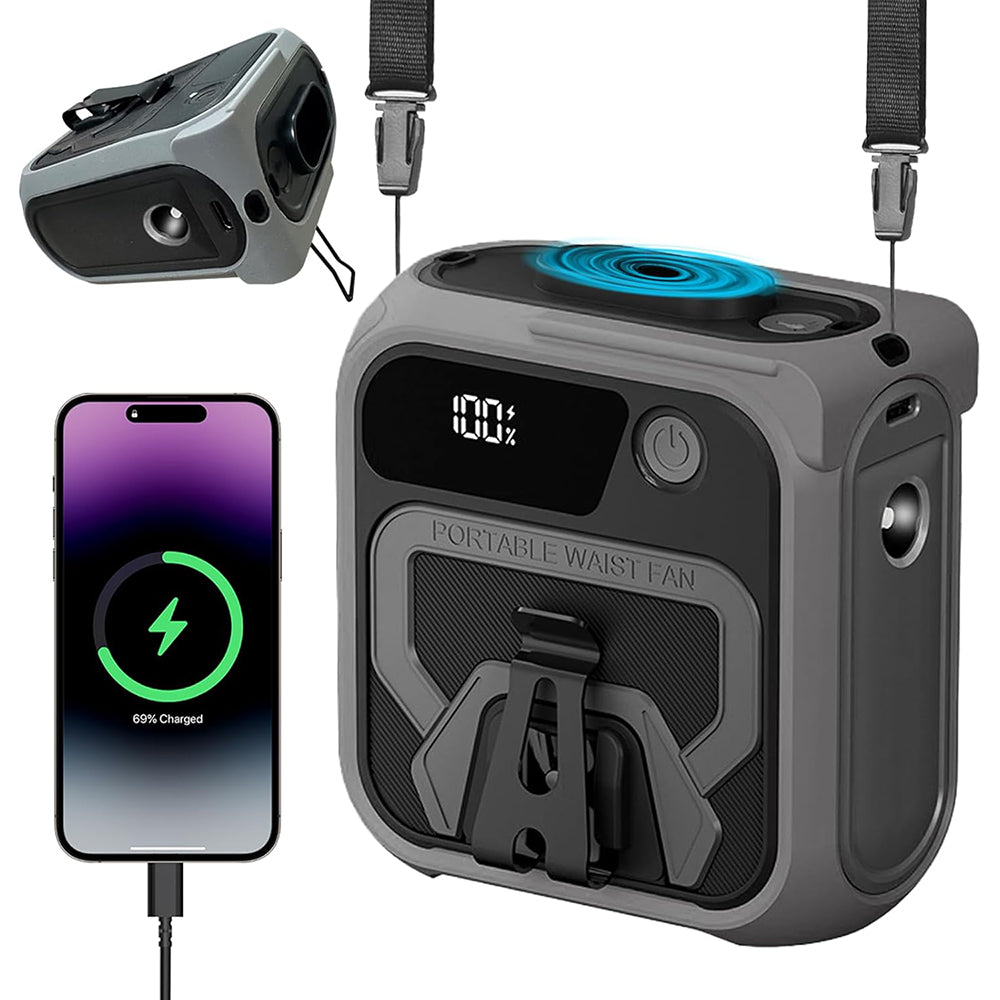 Přenosný ventilátor Techsuit Z13 s externí baterií 10000mAh, šedý